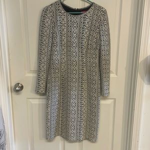 Betsy Johnson Long Sleeve Black and White Tribal Dress